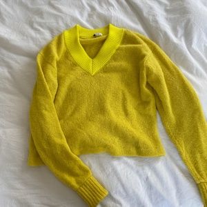 Tibi bright yellow V-neck sweater